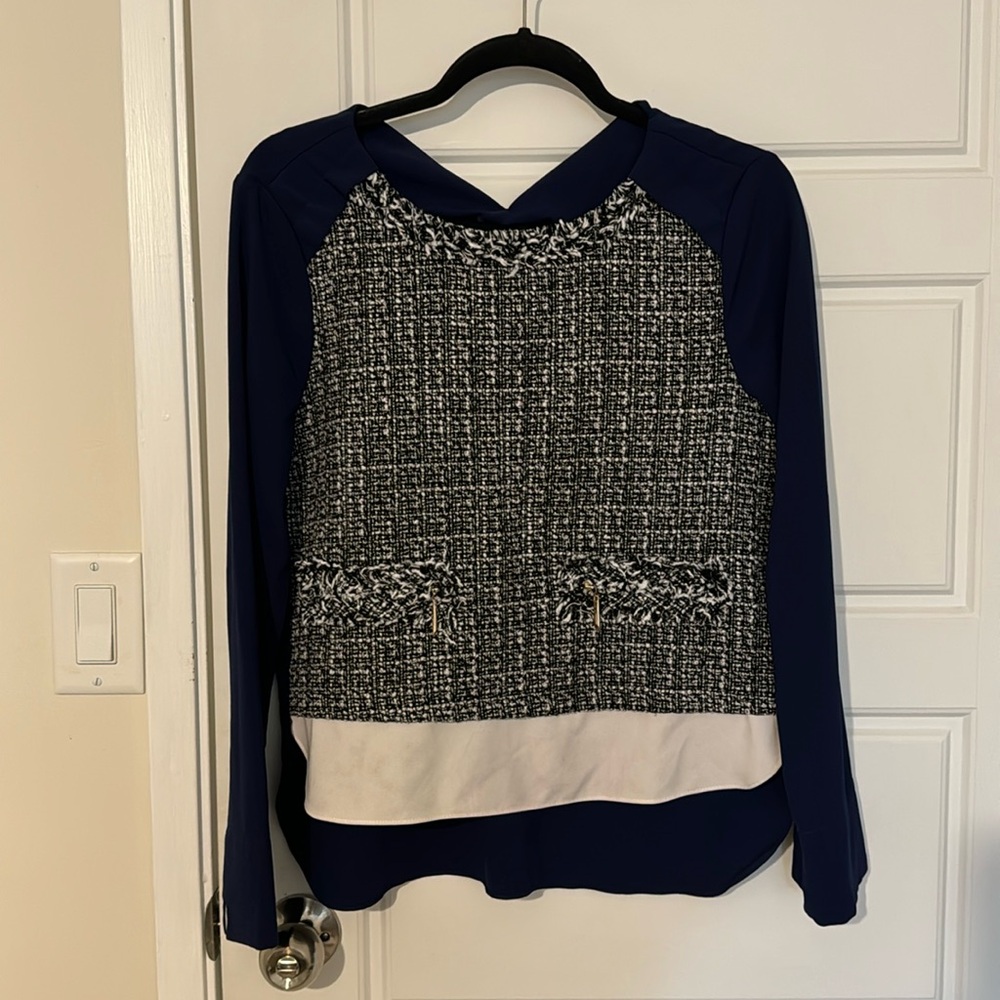 Tweed detail blouse